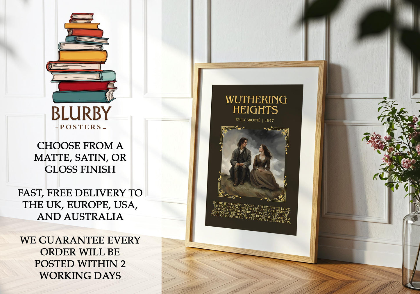 Wuthering Heights by Charlotte Brontë | Descriptive Book Poster | Blurby