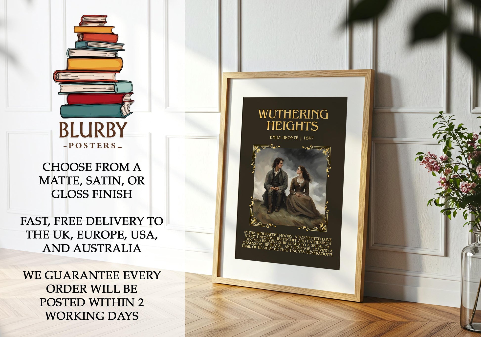 Wuthering Heights by Charlotte Brontë | Descriptive Book Poster | Blurby