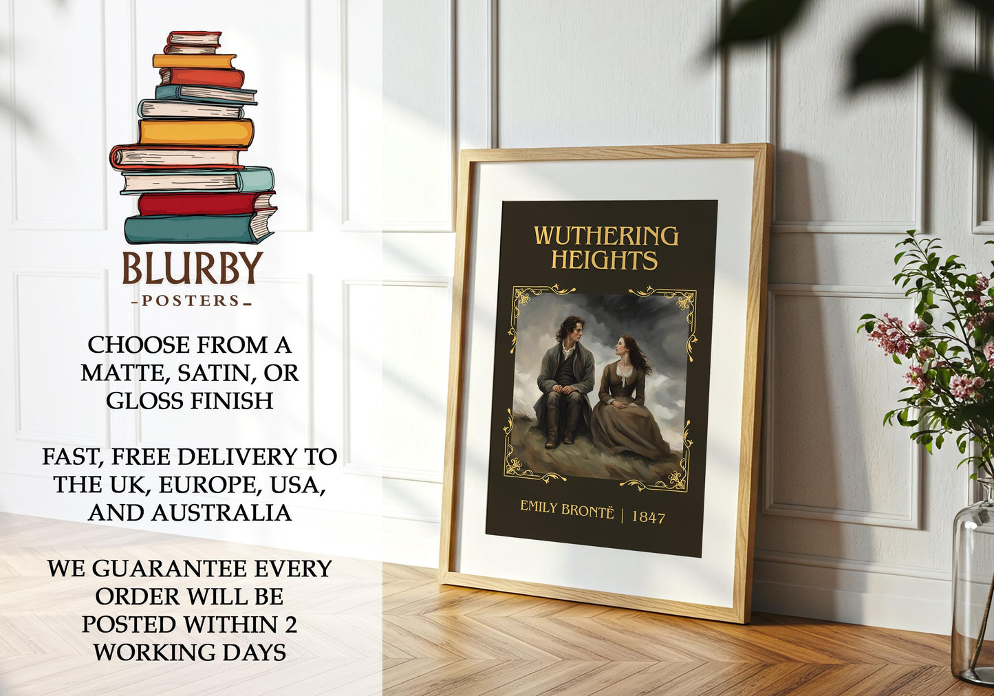 Wuthering Heights by Charlotte Bronte | Descriptive Book Poster | Minimalist