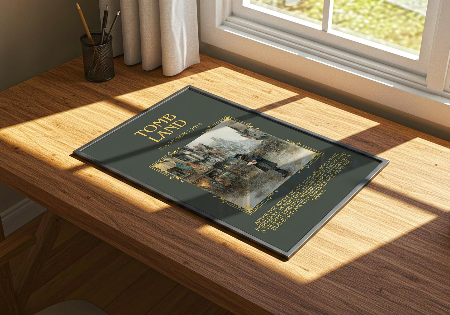 Tomb Land by C.J. Sansom| Descriptive Book Poster | Blurby