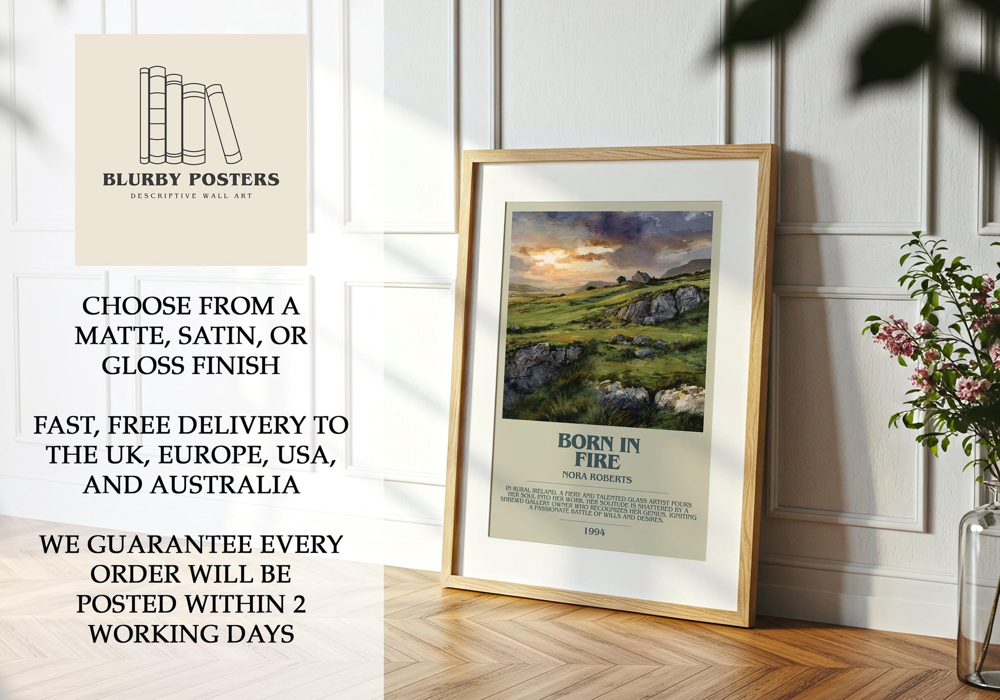 Born In Fire by Nora Roberts | Descriptive Book Poster | Modern