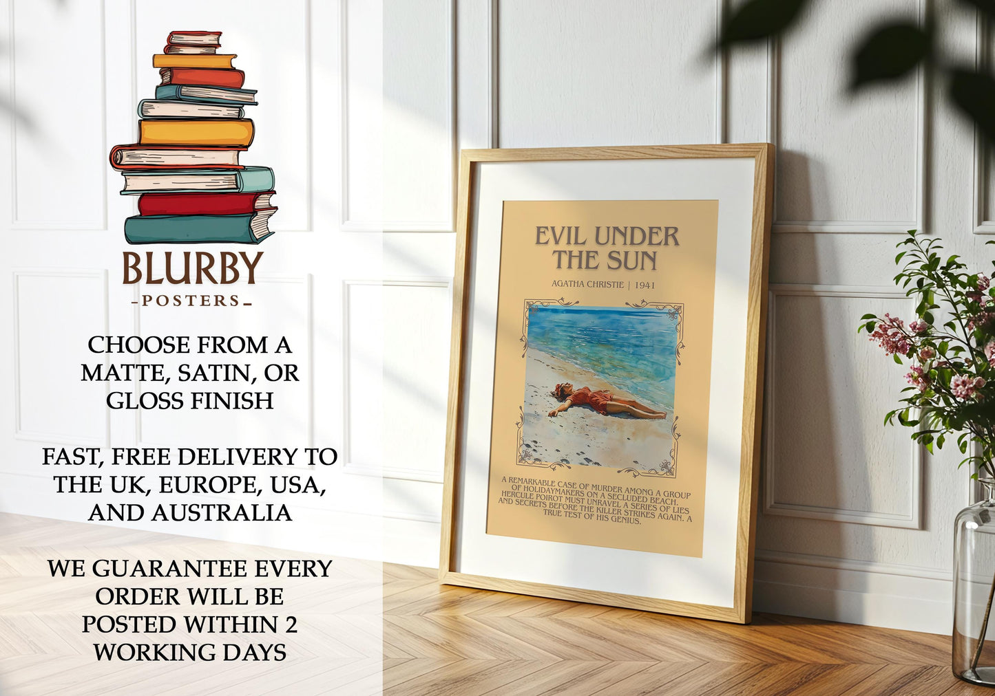 Evil Under the Sun book poster packaging – museum-quality print rolled in protective tube