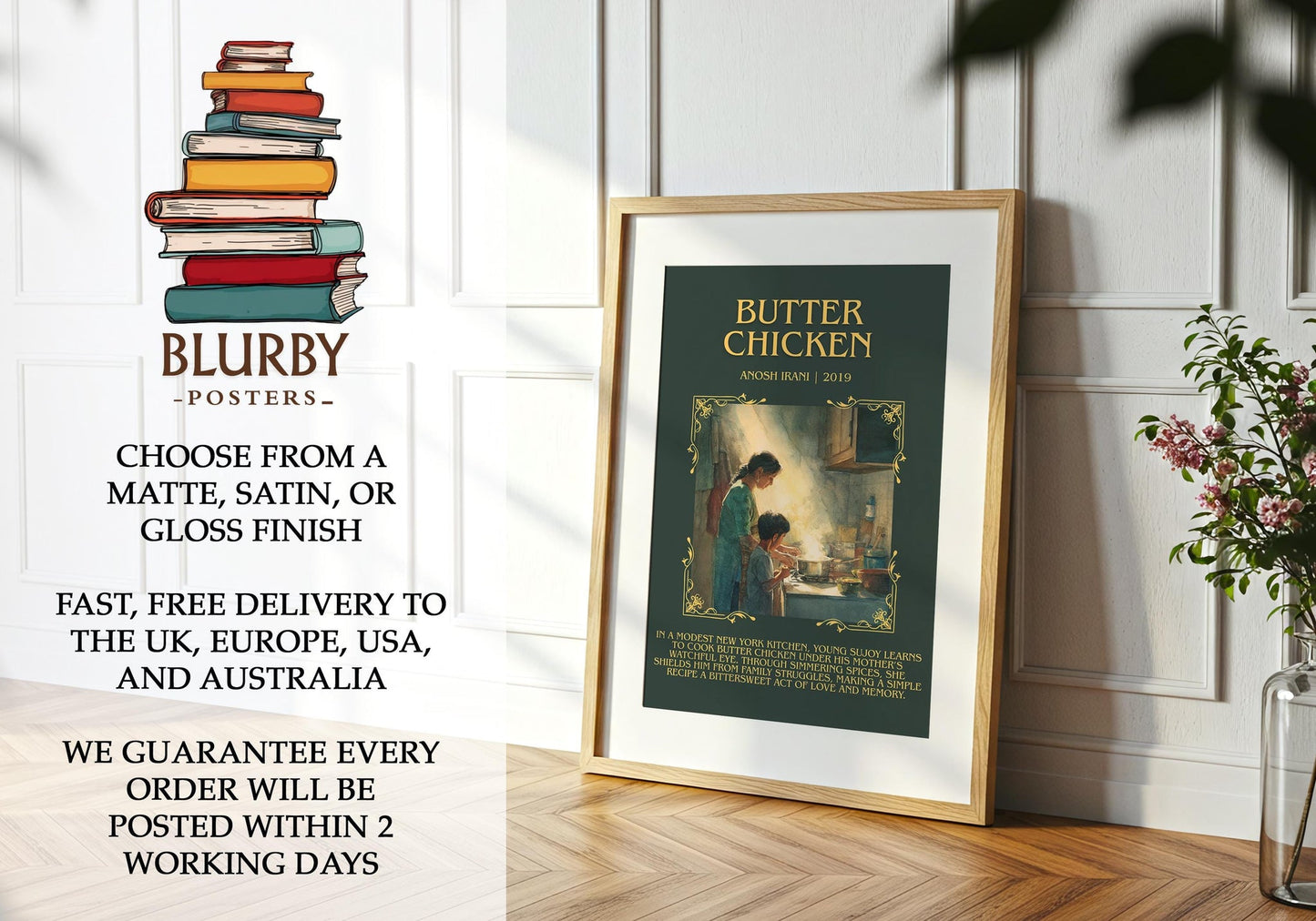 Butter Chicken book poster packaging – museum-quality print rolled in protective tube