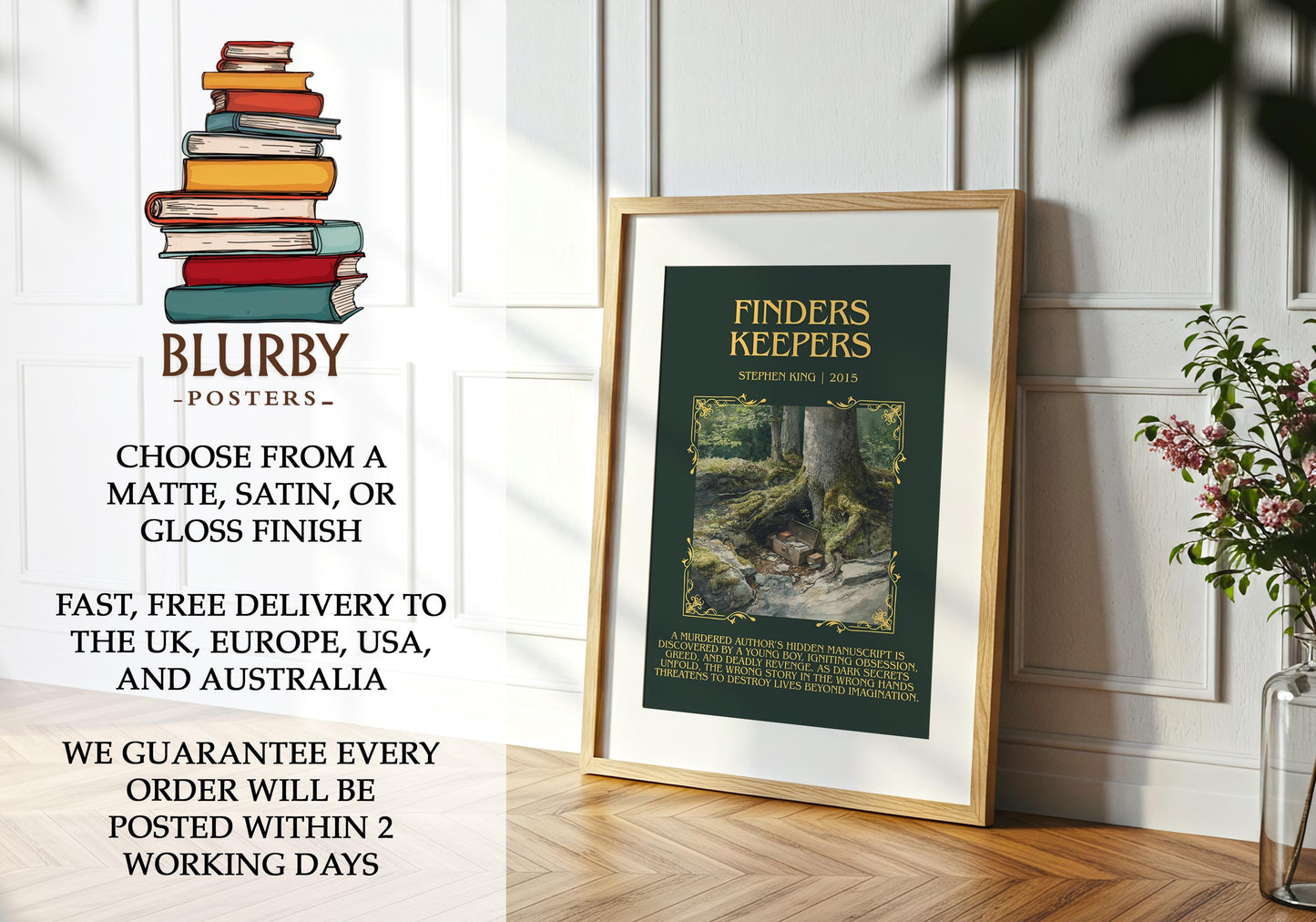 Finders Keepers book poster packaging – museum-quality print rolled in protective tube
