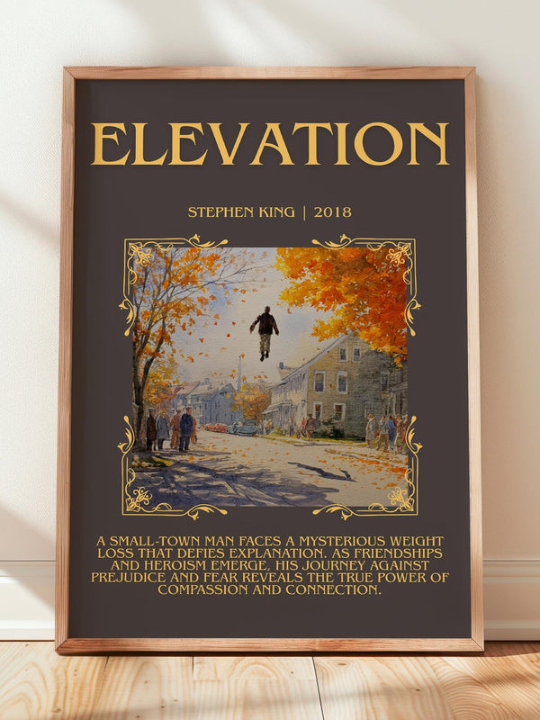 Elevation minimalist print in frame leaning in hallway – horror wall art