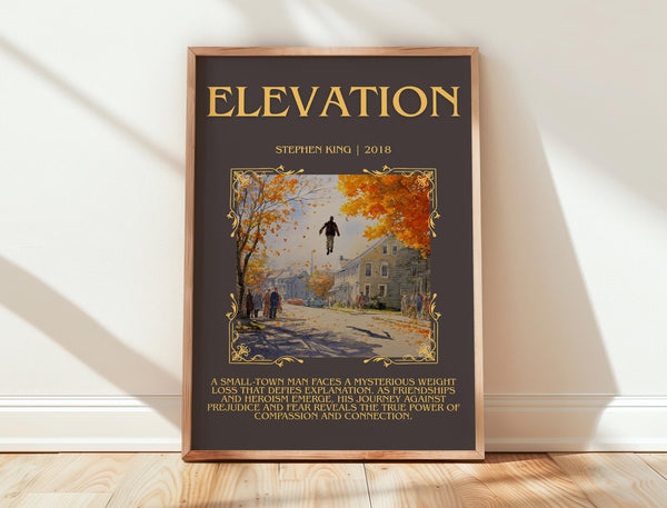 Elevation minimalist print in frame leaning in hallway – horror wall art