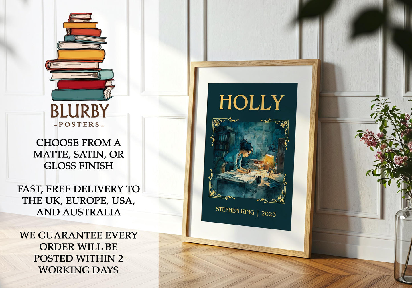 Holly book poster packaging – museum-quality print rolled in protective tube