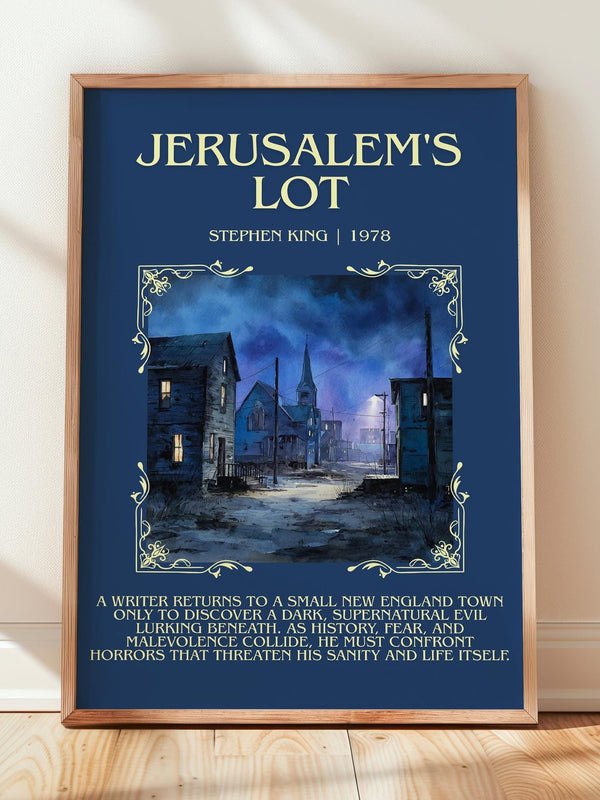 Jerusalem's Lot minimalist print in frame leaning in hallway – horror wall art