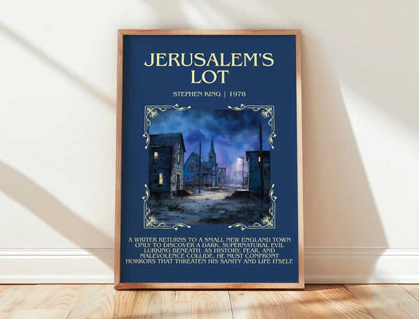 Jerusalem's Lot minimalist print in frame leaning in hallway – horror wall art