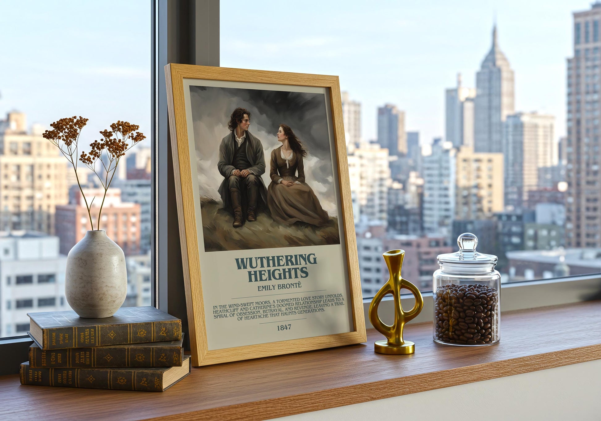 Wuthering Heights by Charlotte Bronte | Descriptive Book Poster | Modern