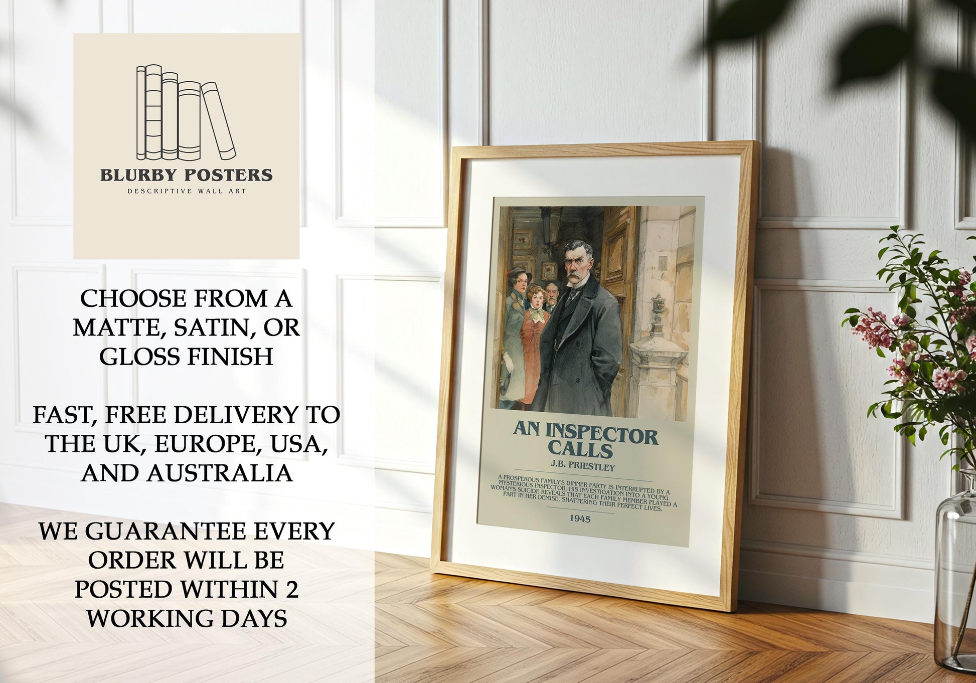 An Inspector Calls by J.B. Priestley | Descriptive Book Poster | Modern