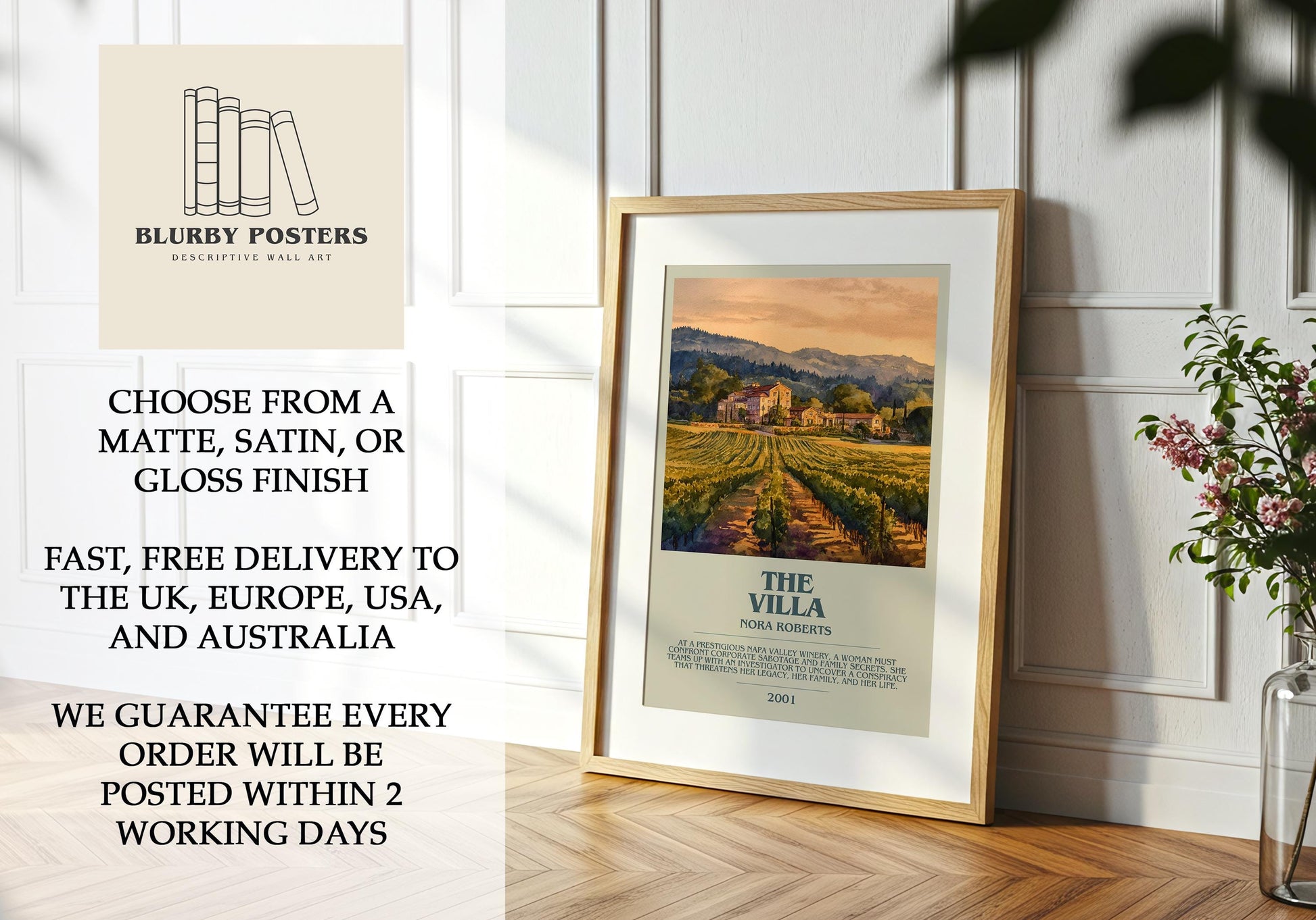 The Villa by Nora Roberts | Descriptive Book Poster | Modern