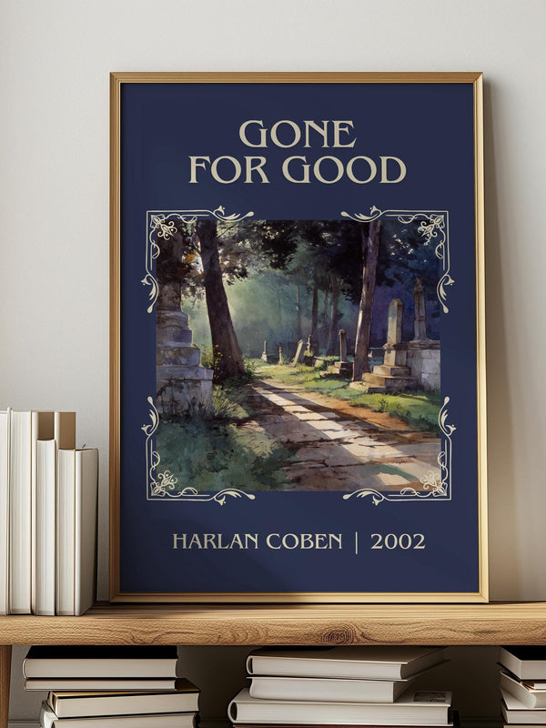 Gone for Good classic book art print in frame leaning in hallway – thriller wall art