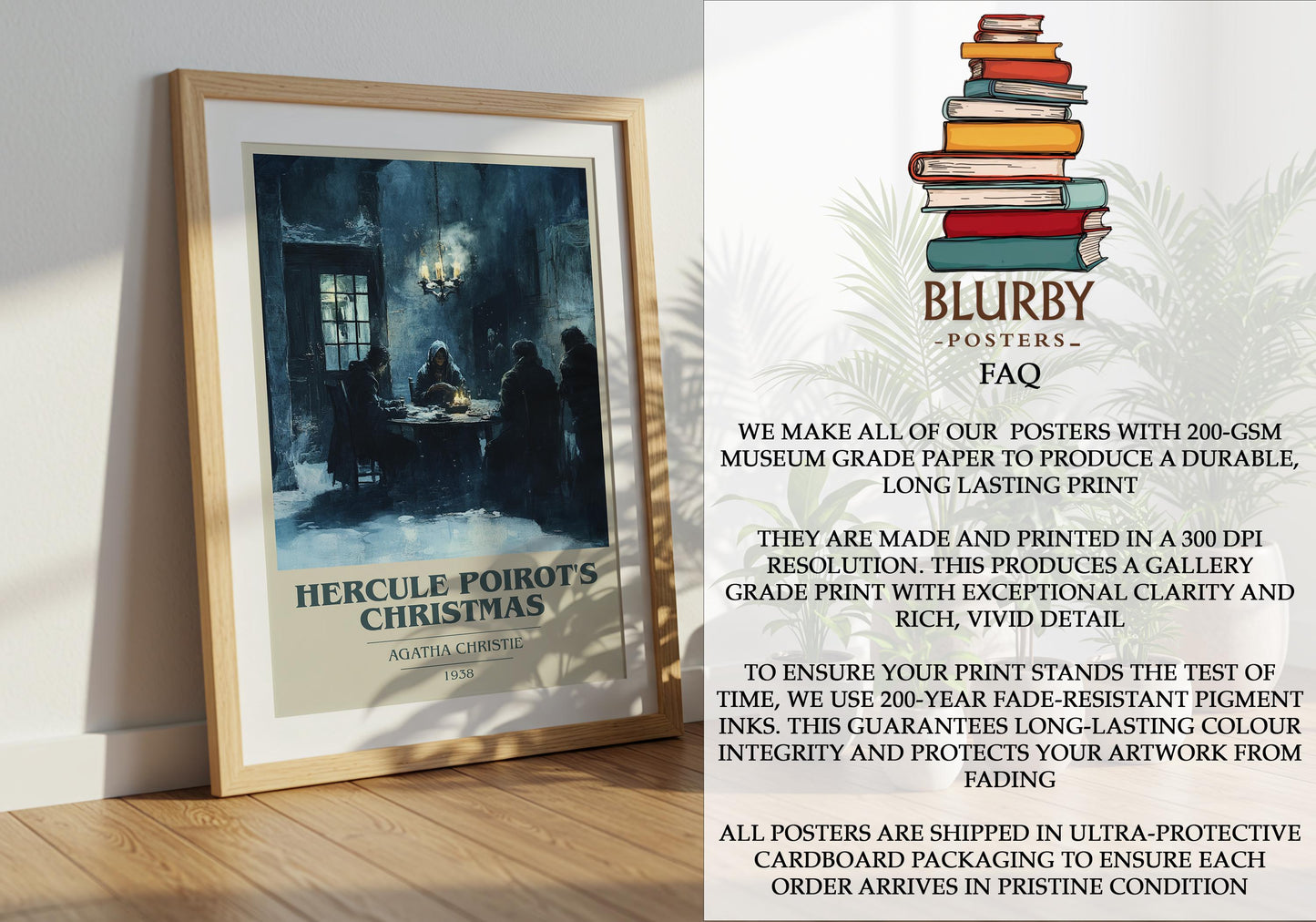 Hercule Poirot's Christmas book cover poster paired in gallery wall – literary art prints