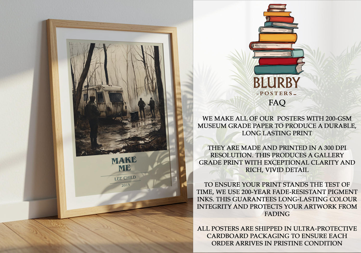 Make Me by Lee Child Descriptive Poster Print. Free Delivery Wall Art Author & Blurb Book Artwork Novel