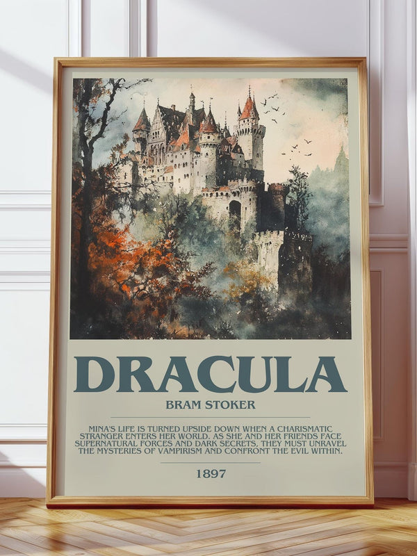 Dracula bookish print in frame leaning in hallway – gothic wall art