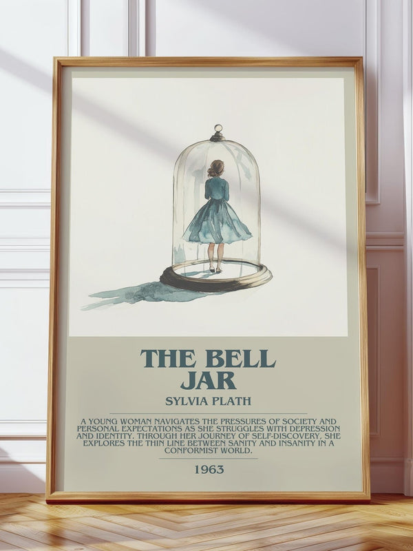 The Bell Jar bookish print in frame leaning in hallway – coming of age wall art