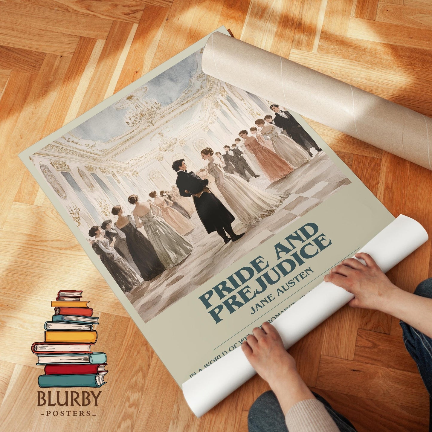 Pride and Prejudice book poster packaging – museum-quality print rolled in protective tube