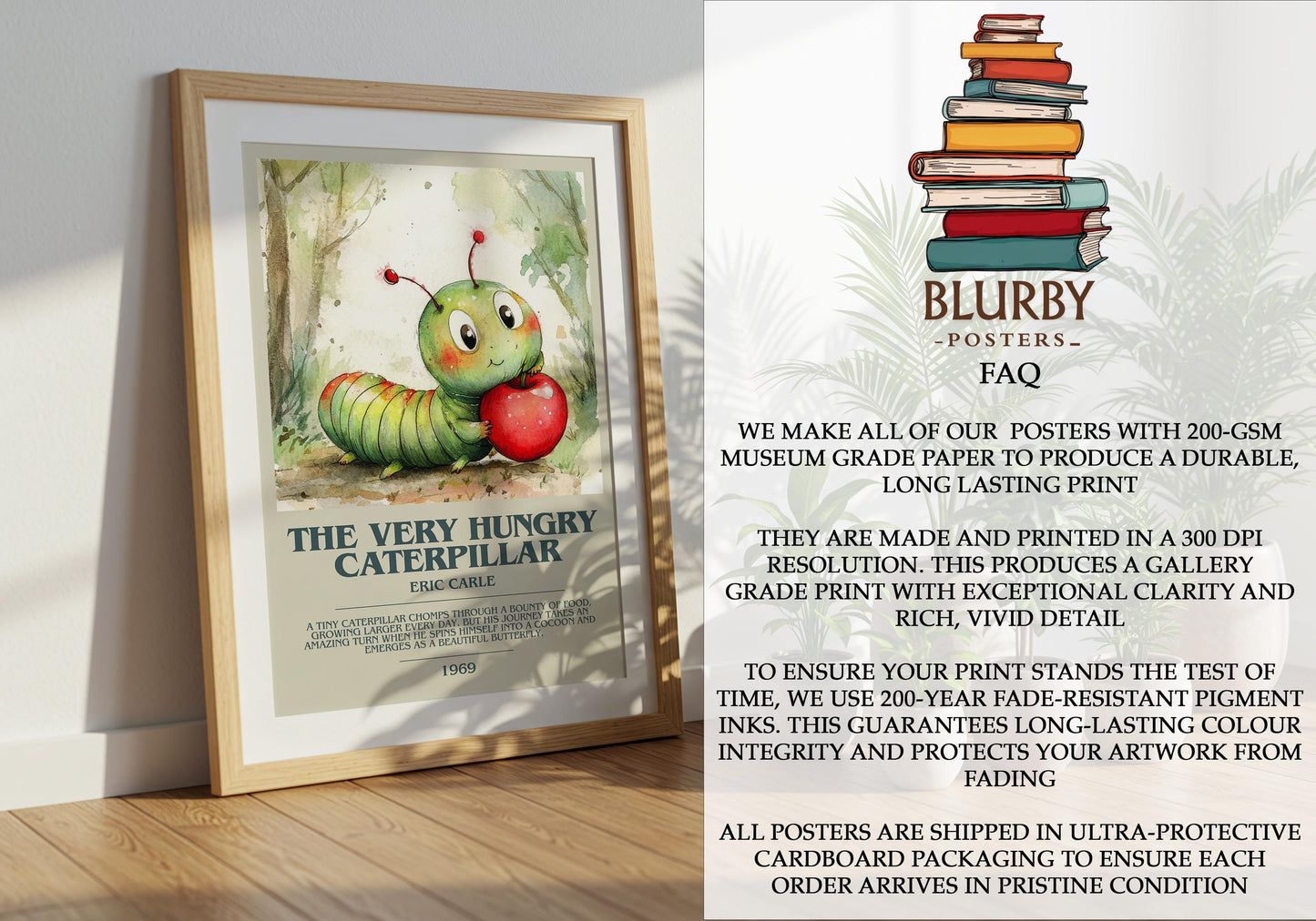 The Very Hungry Caterpillar by Eric Carle | Descriptive Modern Book Art | Poster
