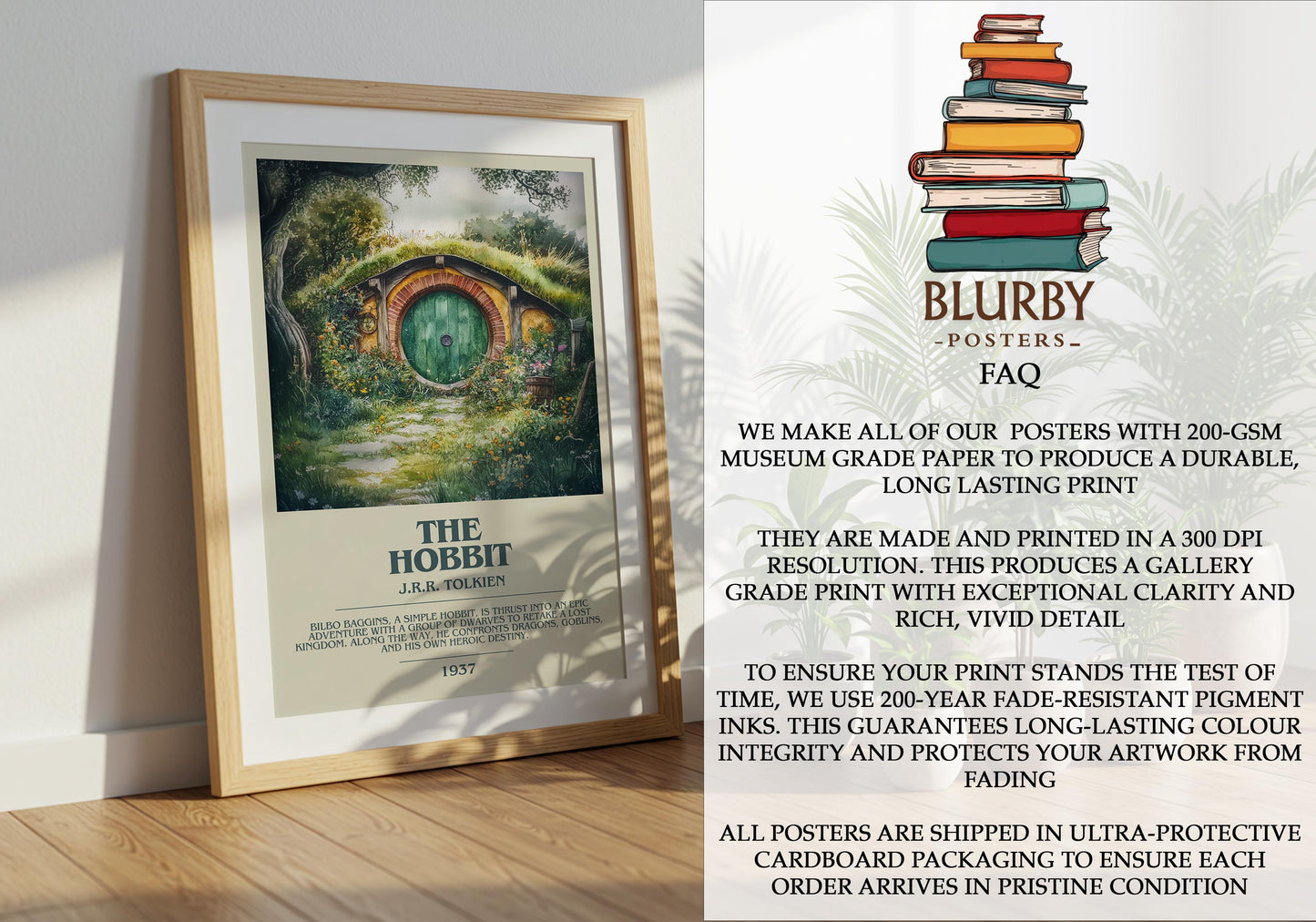 The Hobbit by J.R.R. Tolkien | Descriptive Modern Book Art | Poster