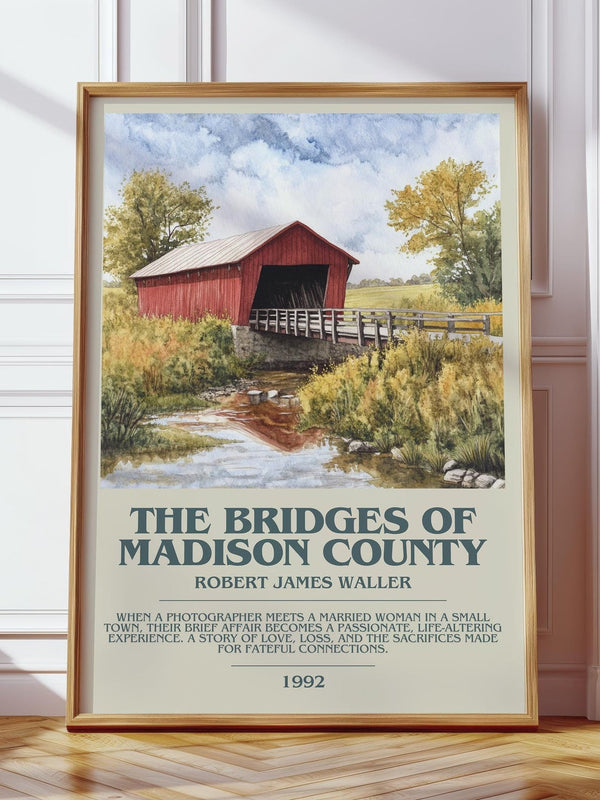 The Bridges of Madison County bookish print in frame leaning in hallway – romance wall art