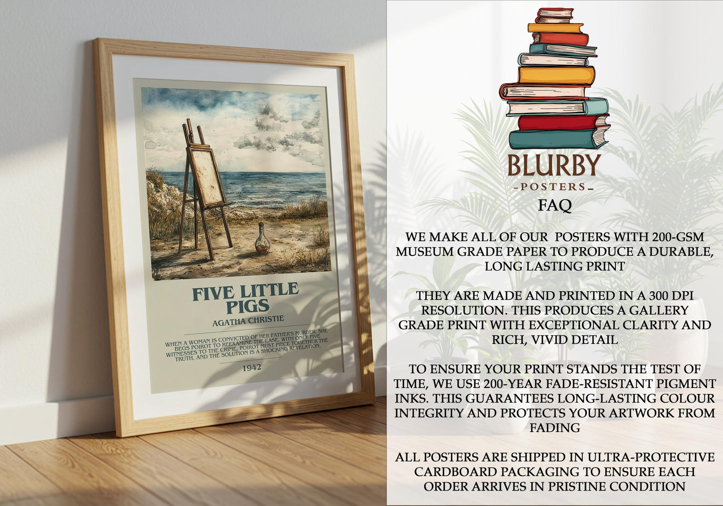 Five Little Pigs by Agatha Christie | Descriptive Modern Book Art | Poster