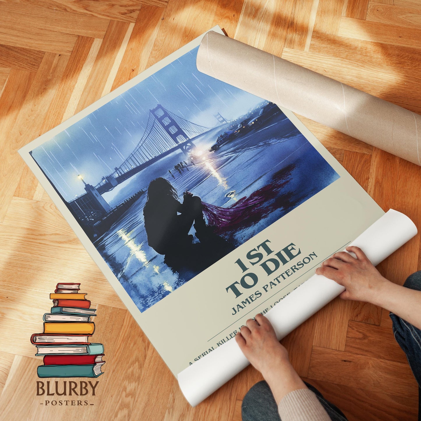 First To Die book poster packaging – museum-quality print rolled in protective tube