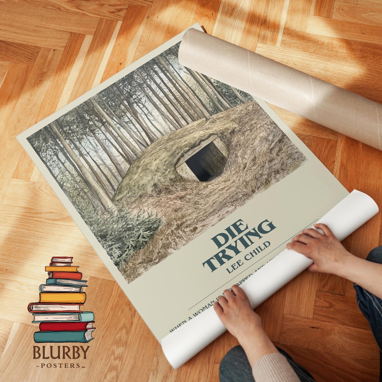 Die Trying book poster packaging – museum-quality print rolled in protective tube