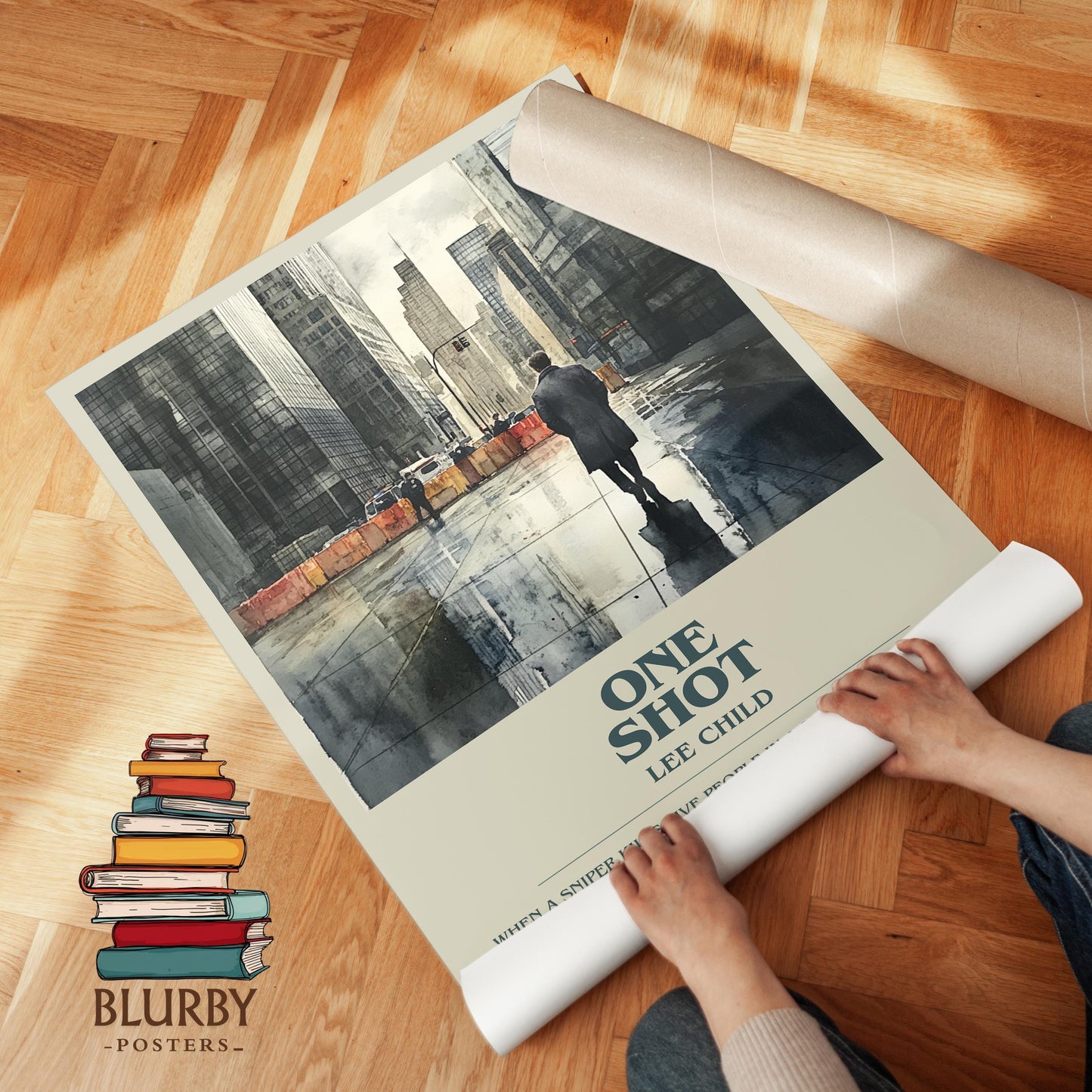 One Shot book poster packaging – museum-quality print rolled in protective tube