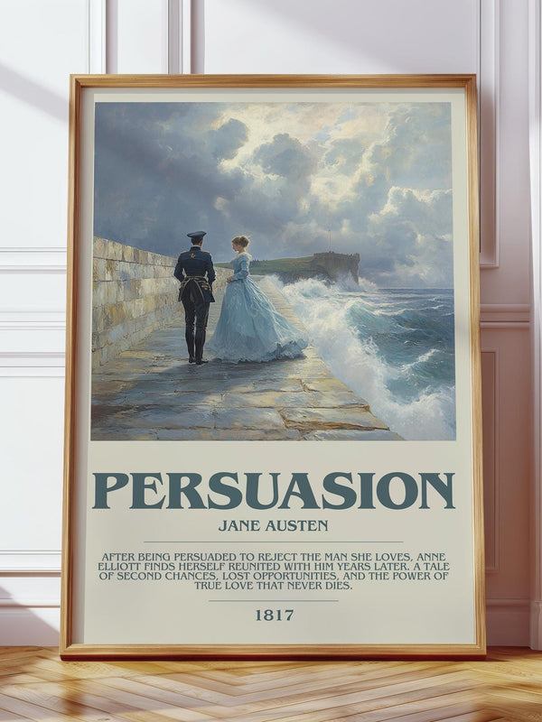 Persuasion bookish print in frame leaning in hallway – classic literature wall art