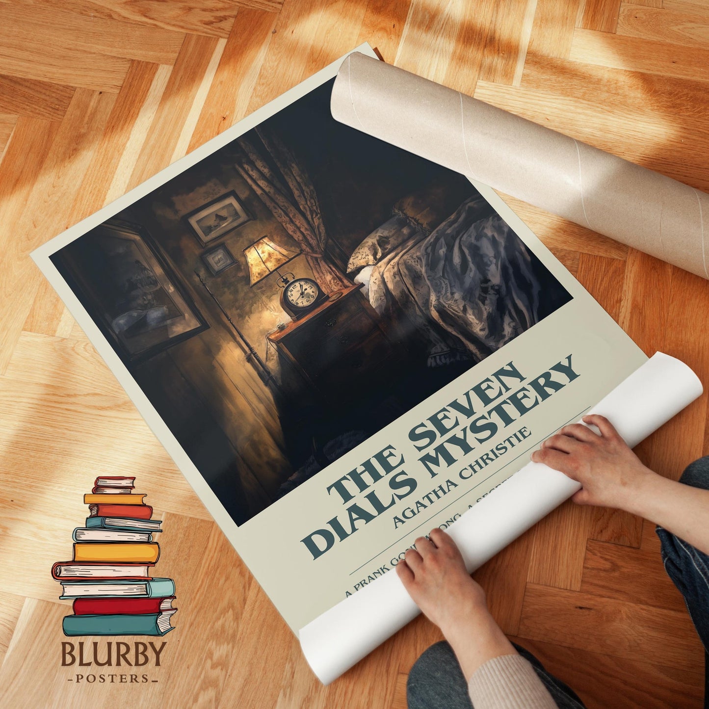 The Seven Dials Mystery book poster packaging – museum-quality print rolled in protective tube