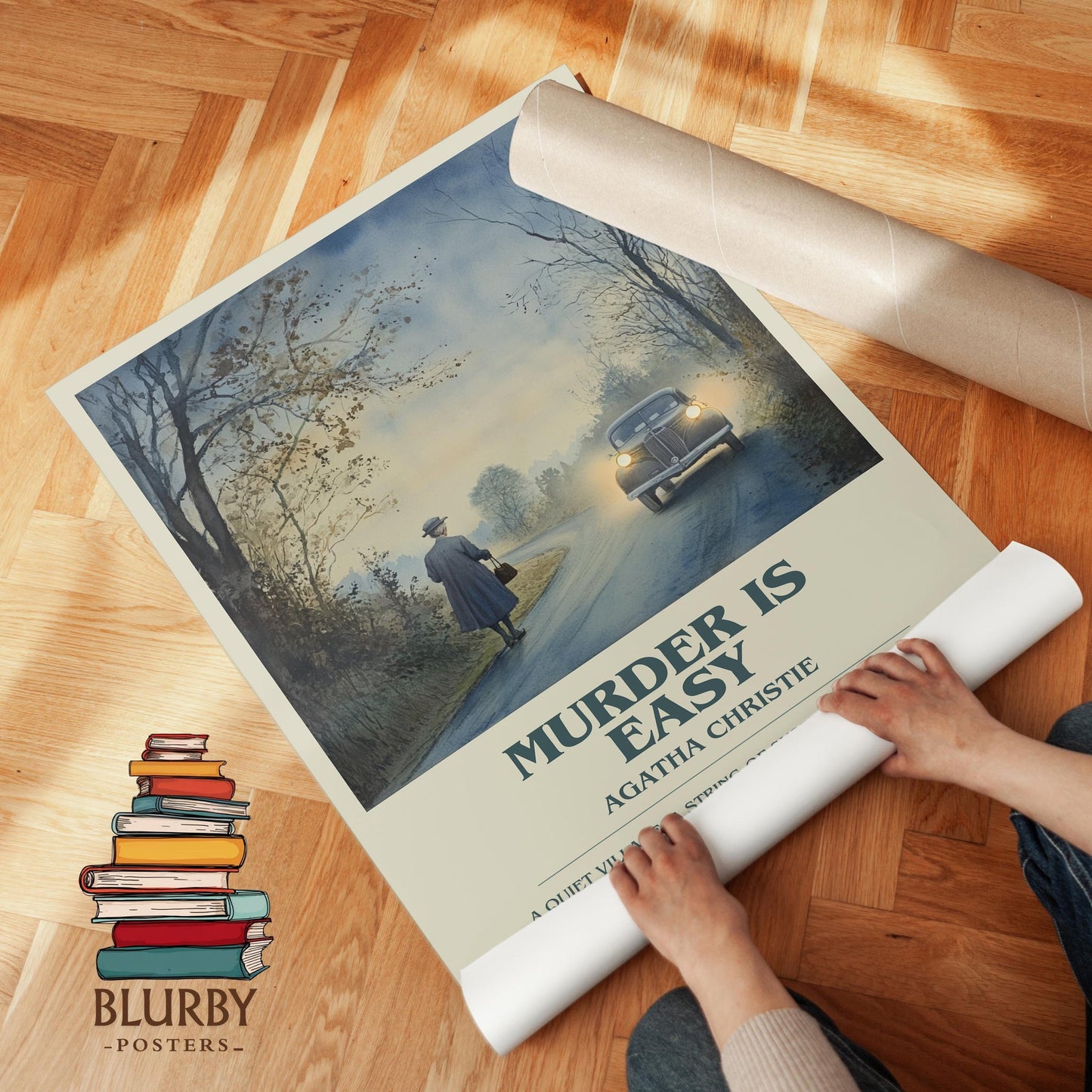 Murder Is Easy book poster packaging – museum-quality print rolled in protective tube