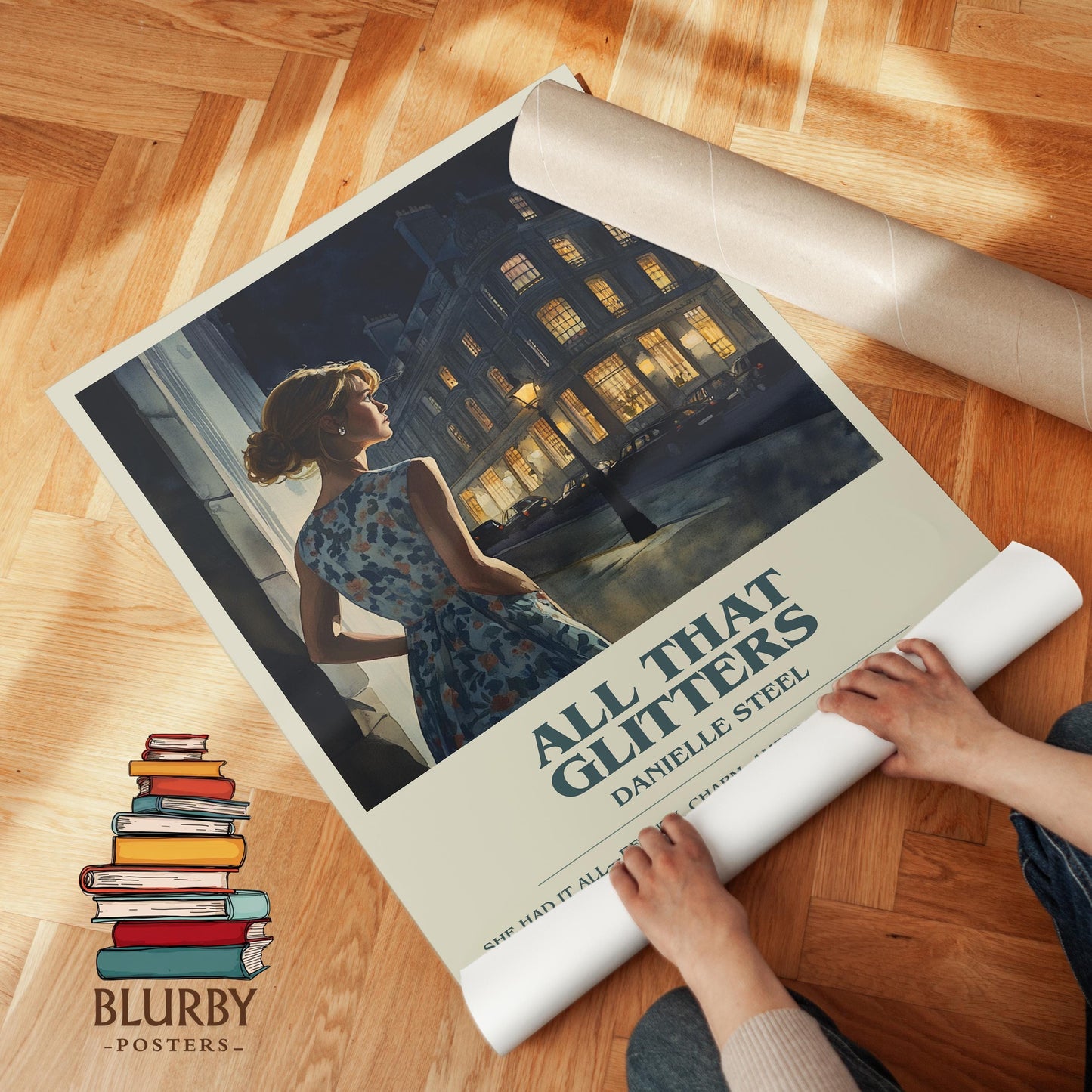 All that Glitters book poster packaging – museum-quality print rolled in protective tube