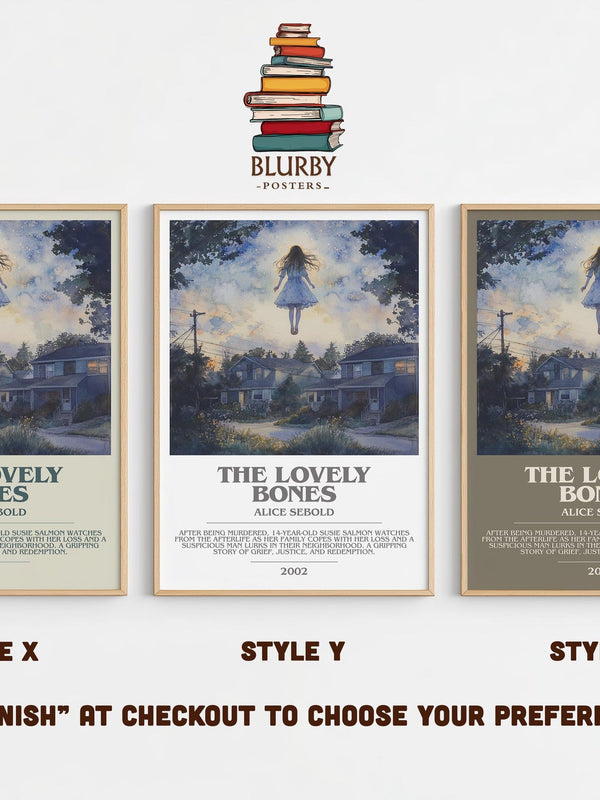 The Lovely Bones bookish poster colour and style options – Alice Sebold book art