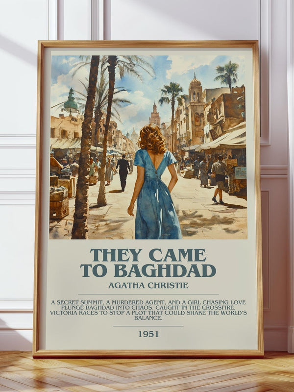 They Came to Baghdad bookish print in frame leaning in hallway – thriller wall art