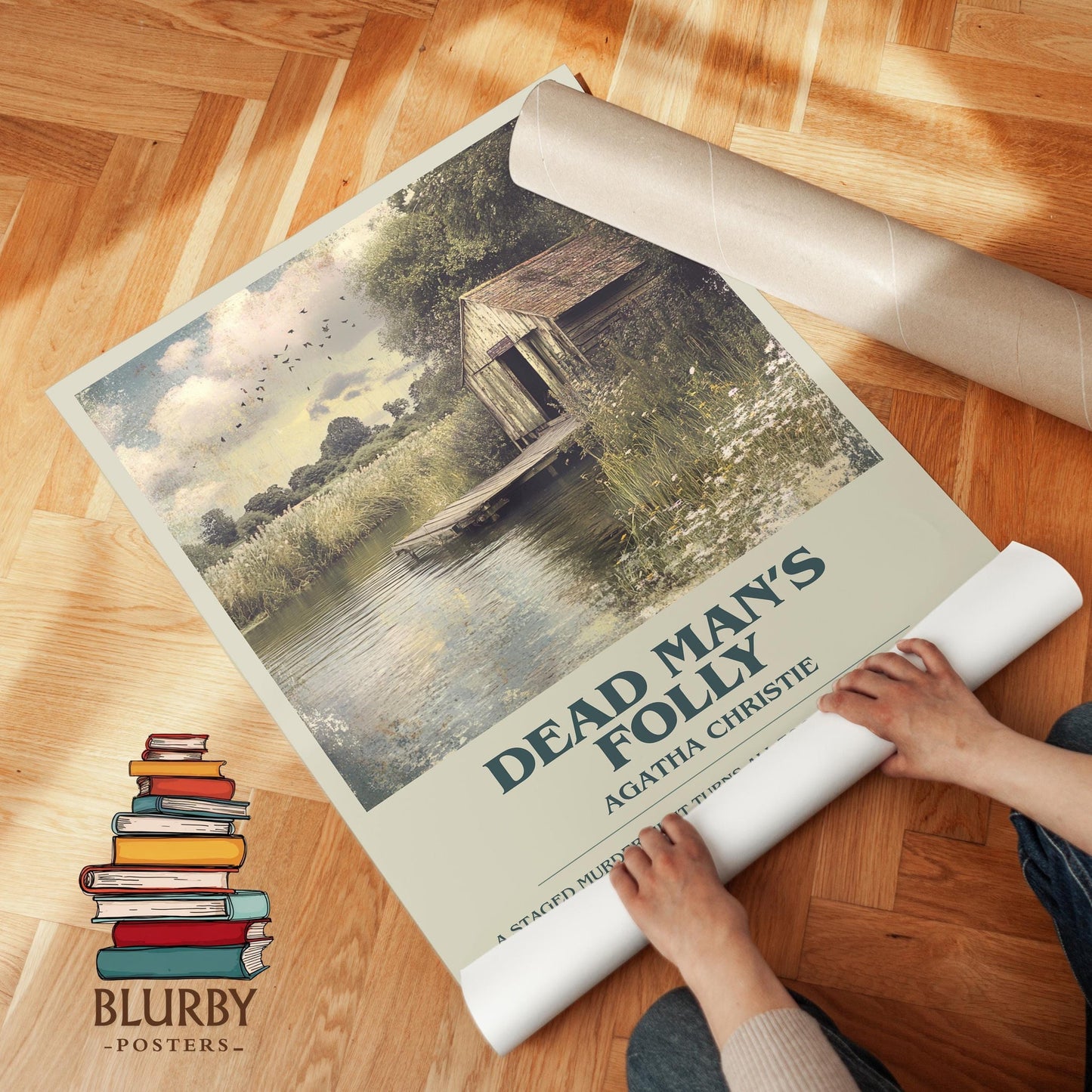 Dead Man's Folly book poster packaging – museum-quality print rolled in protective tube