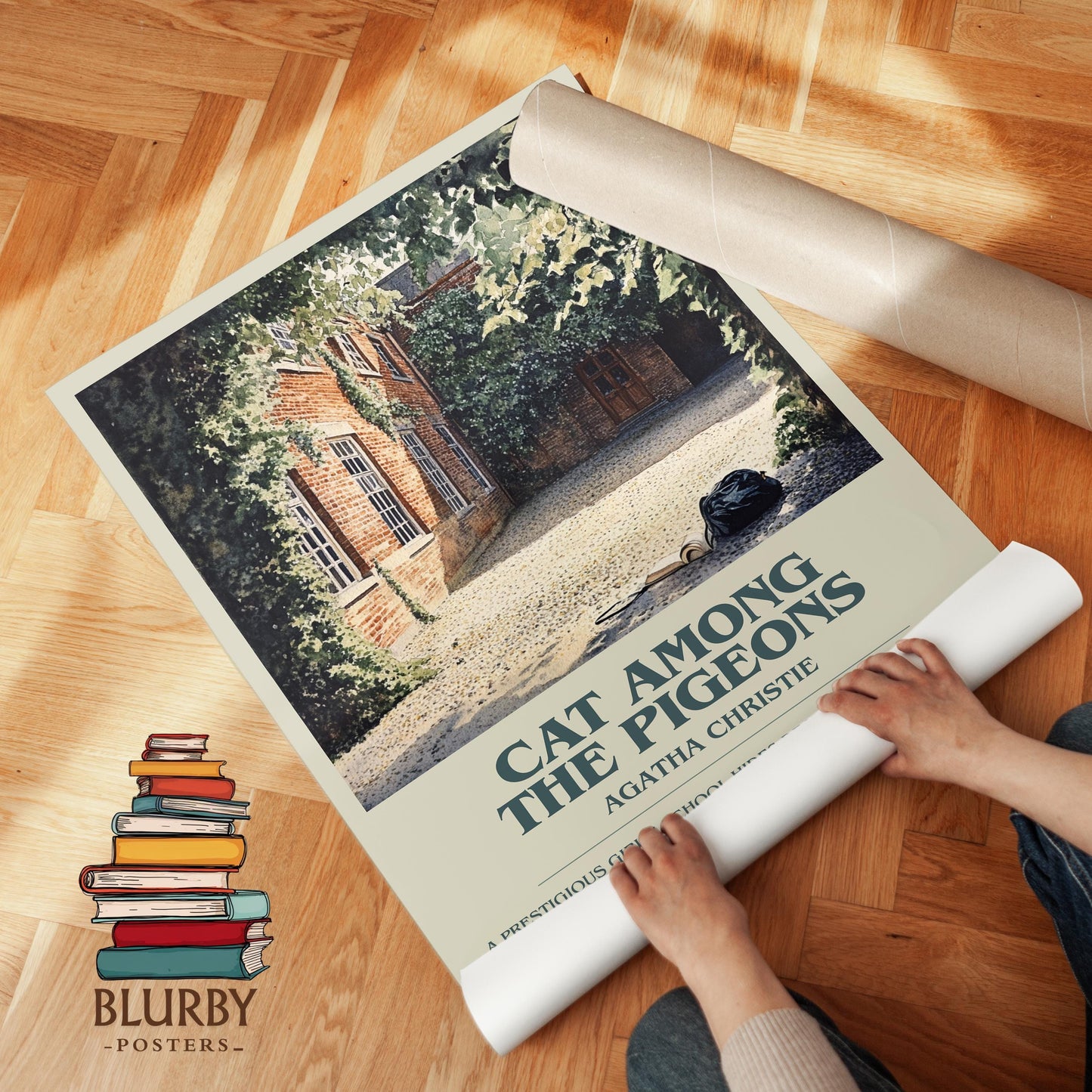 Cat Among the Pigeons book poster packaging – museum-quality print rolled in protective tube