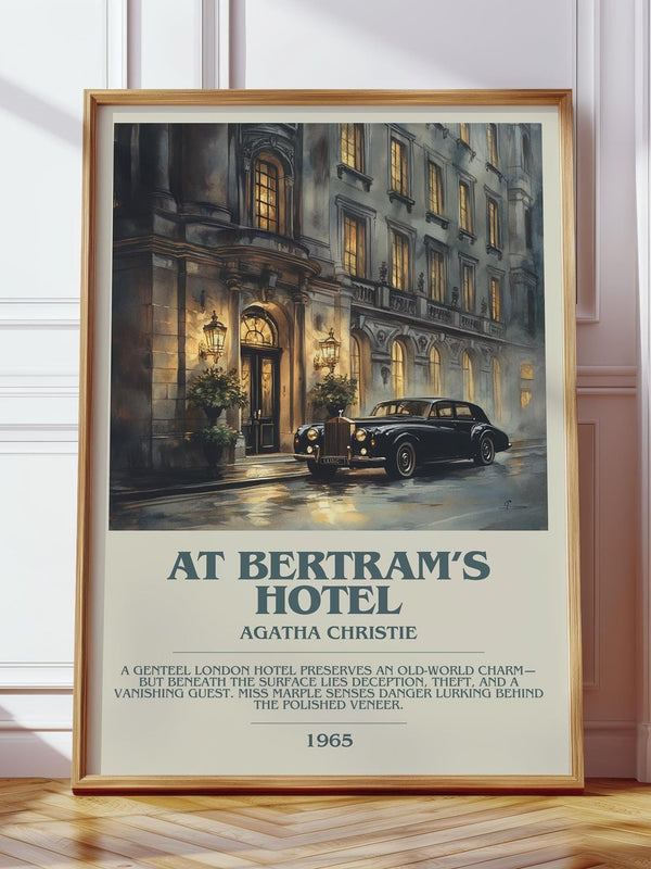 At Bertram's Hotel bookish print in frame leaning in hallway – mystery wall art