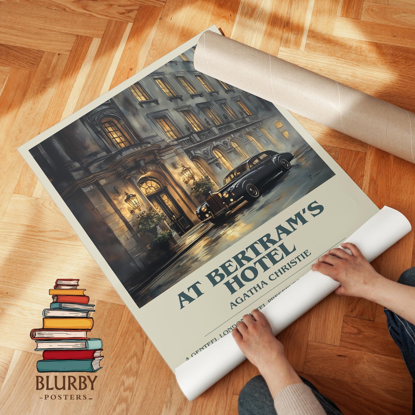 At Bertram's Hotel book poster packaging – museum-quality print rolled in protective tube