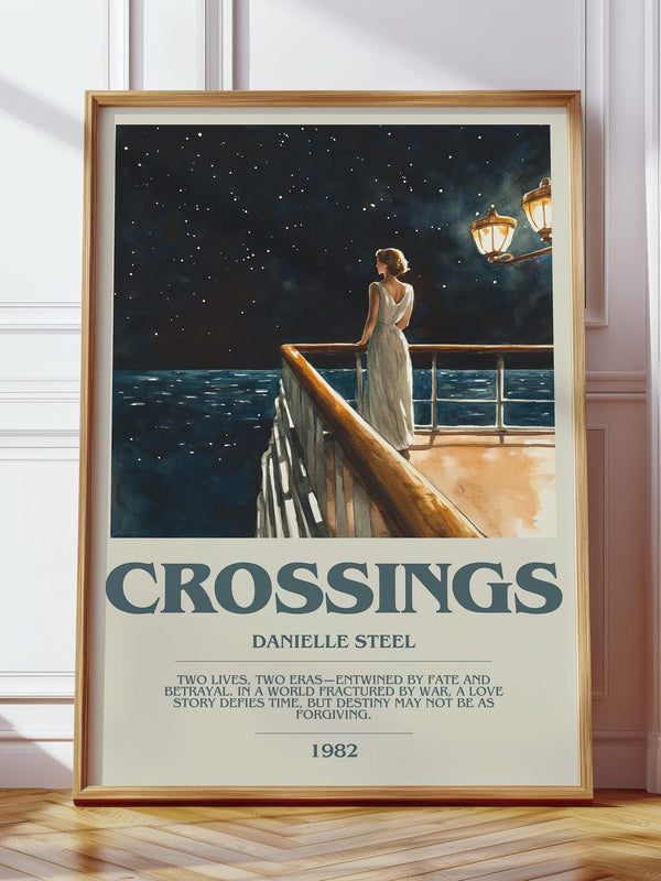 Crossings bookish print in frame leaning in hallway – romance wall art