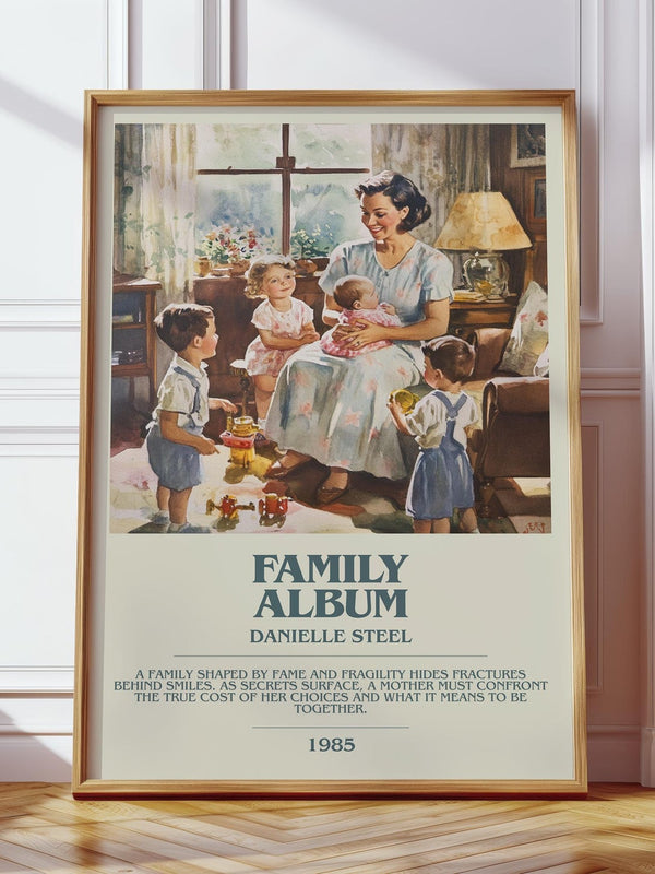 Family Album bookish print in frame leaning in hallway – romance wall art