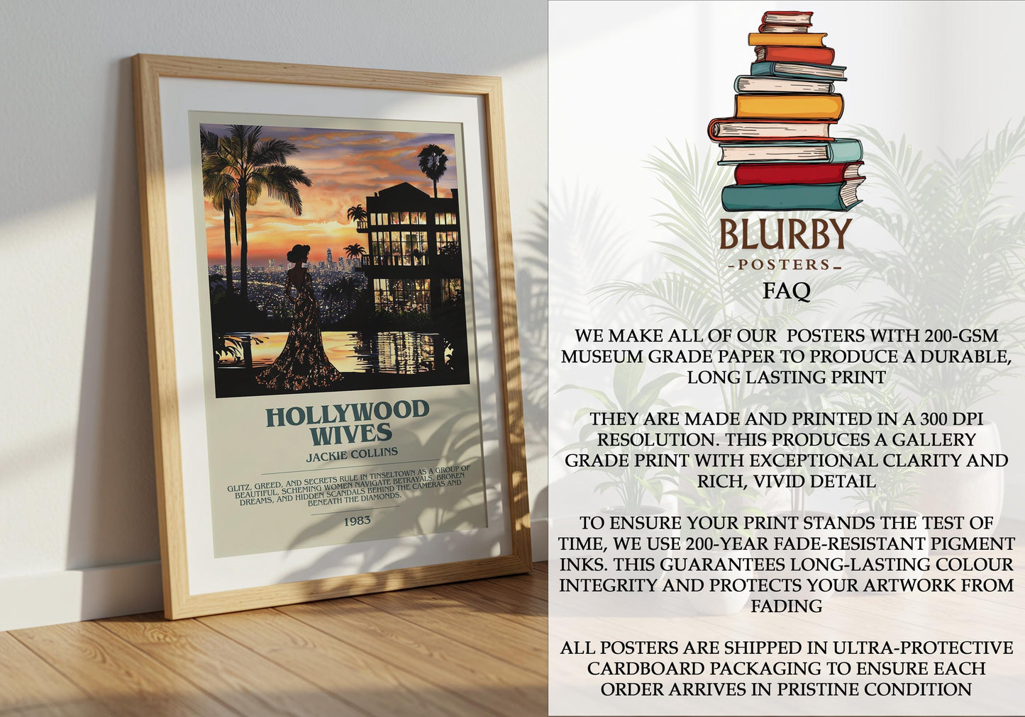 Hollywood Wives by Jackie Collins | Descriptive Modern Book Art | Poster