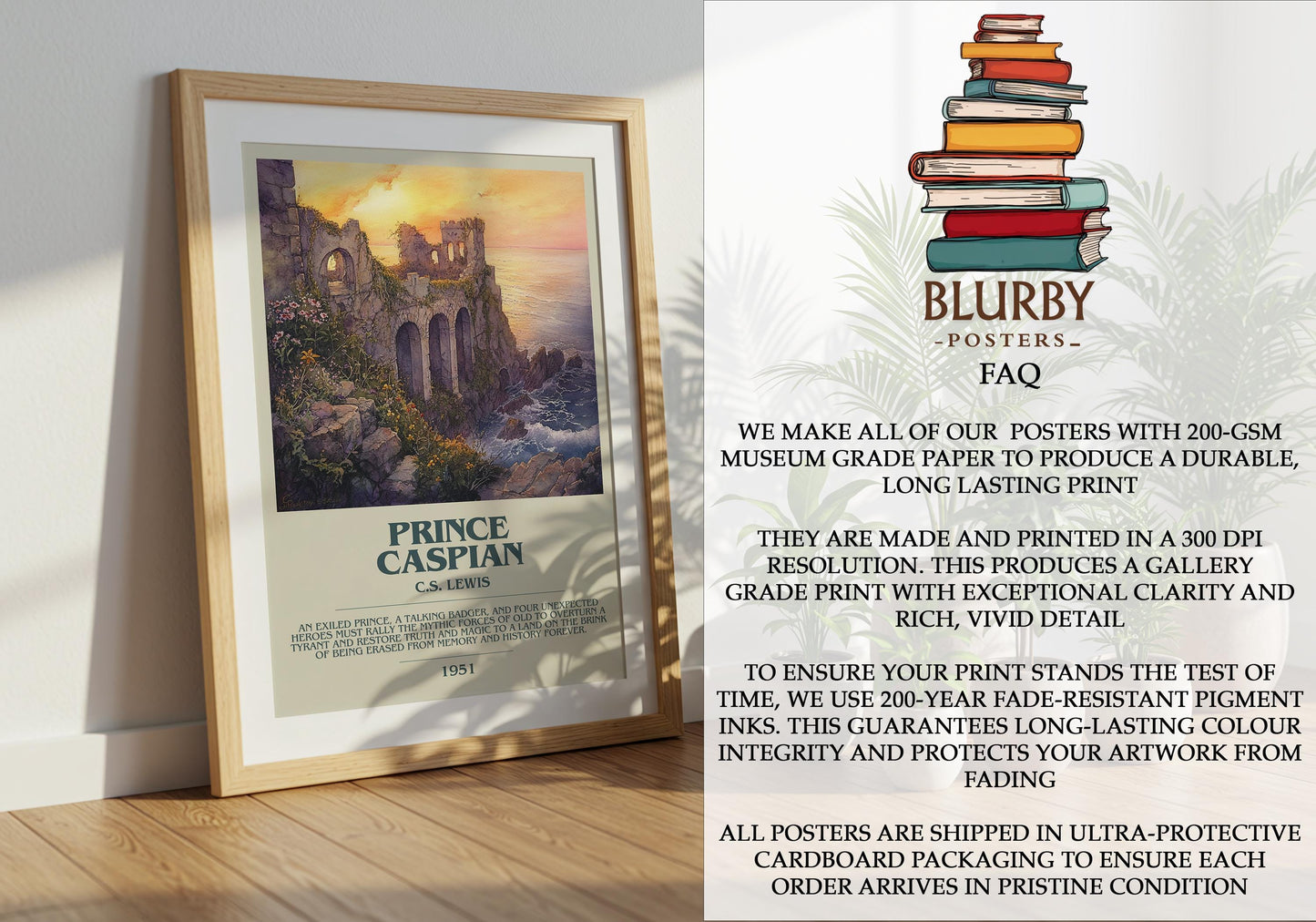 Prince Caspian by C.S. Lewis | Descriptive Modern Book Art | Poster