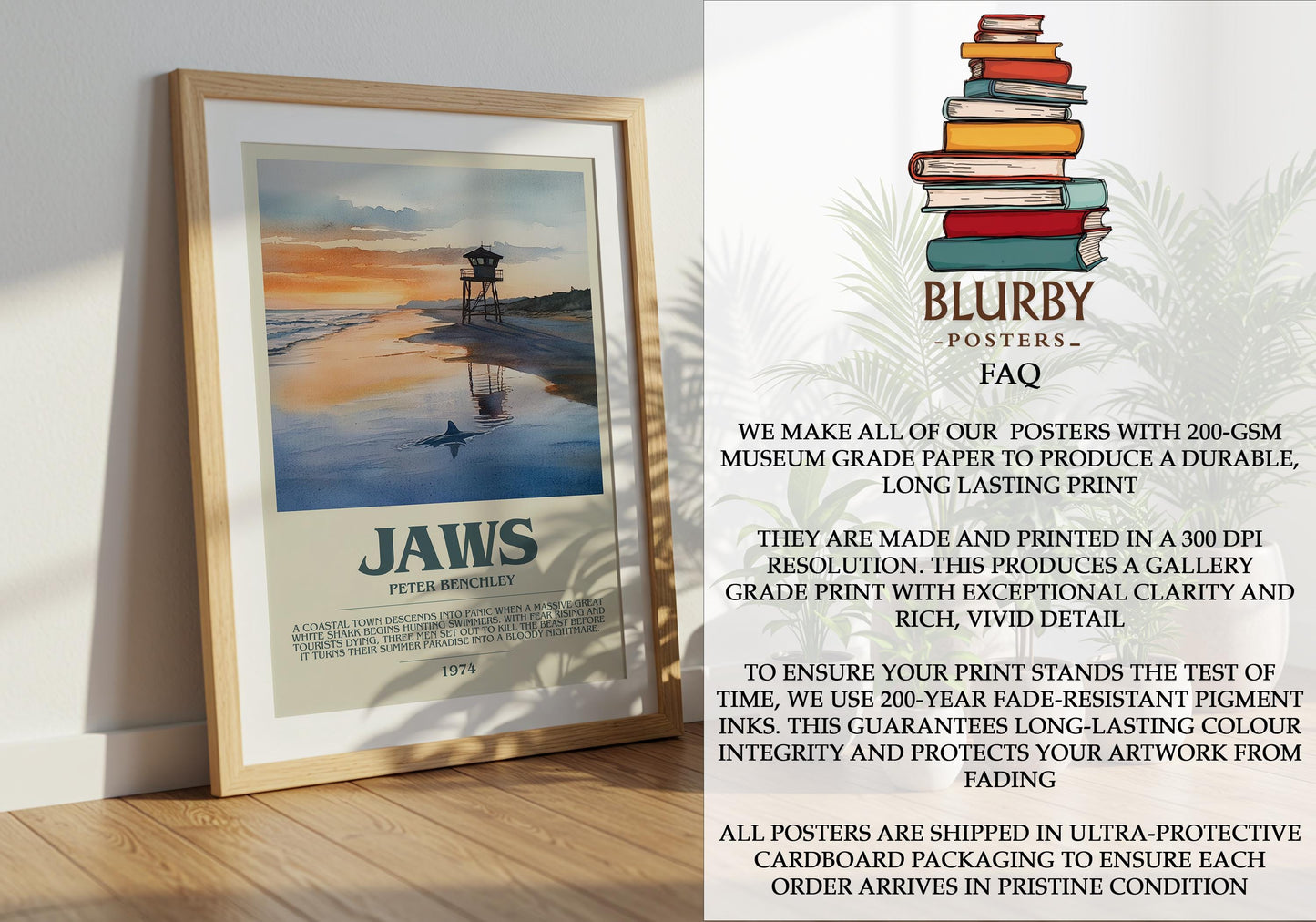 Jaws by Peter Benchley | Descriptive Modern Book Art | Poster