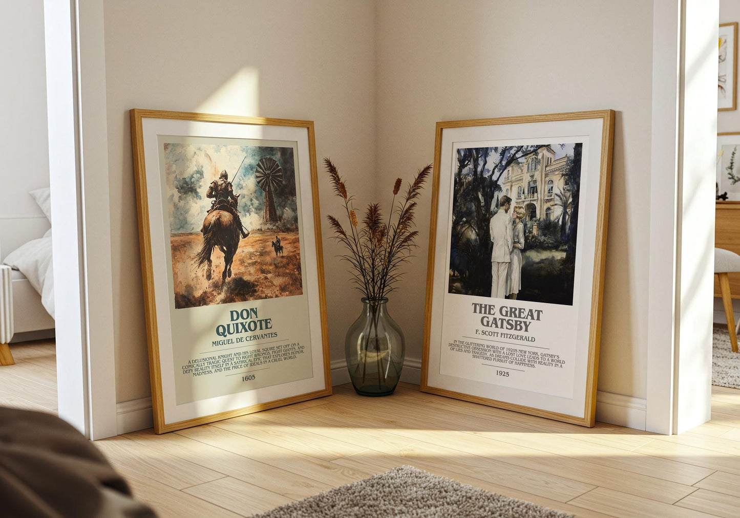 Don Quixote bookish poster paired in gallery wall – literary art prints