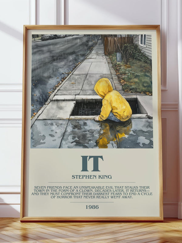 It bookish print in frame leaning in hallway – horror wall art