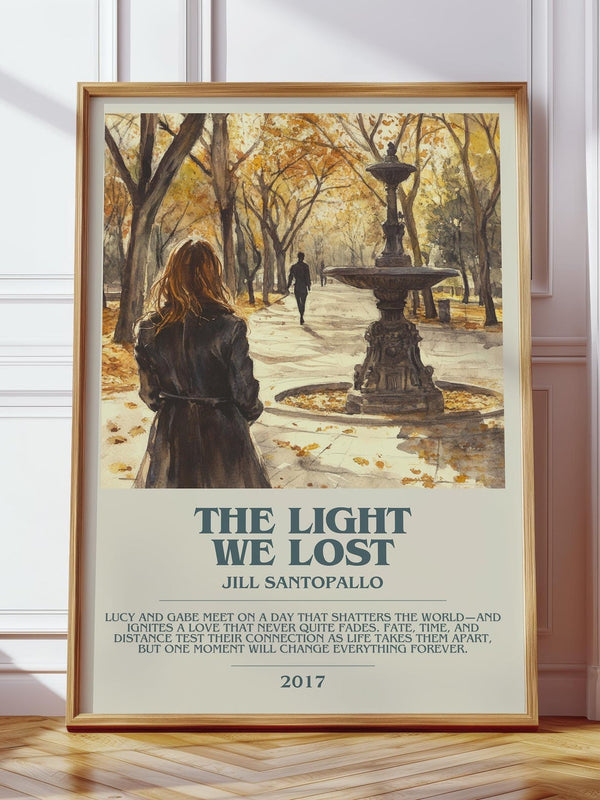 The Light We Lost bookish print in frame leaning in hallway – romance wall art
