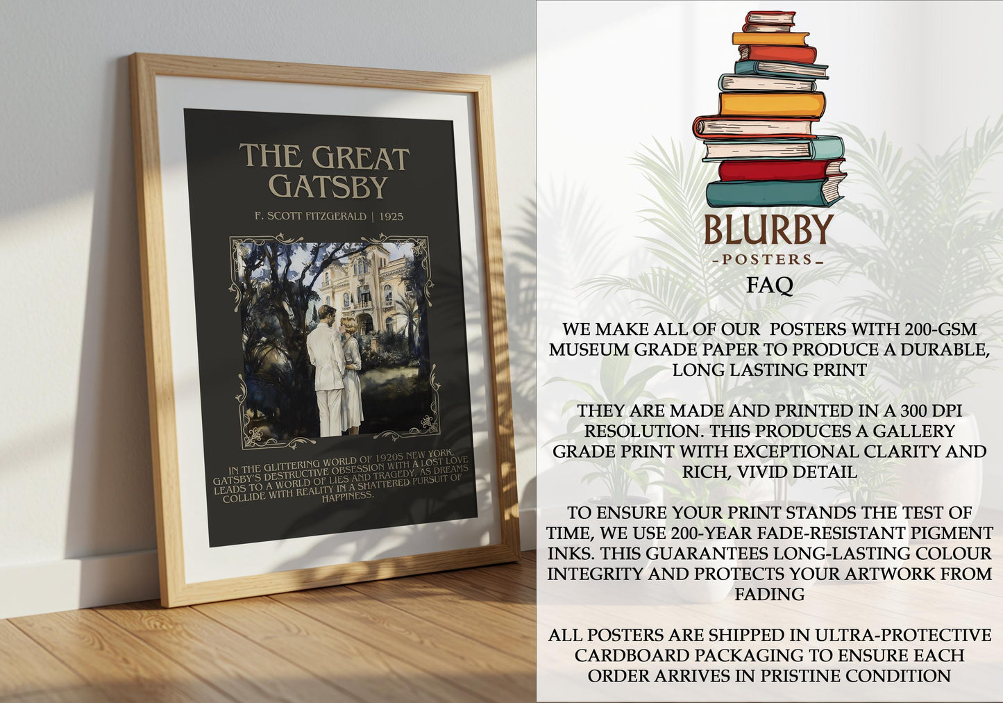 The Great Gatsby by F. Scott Fitzgerald | Descriptive Book Poster | Blurby