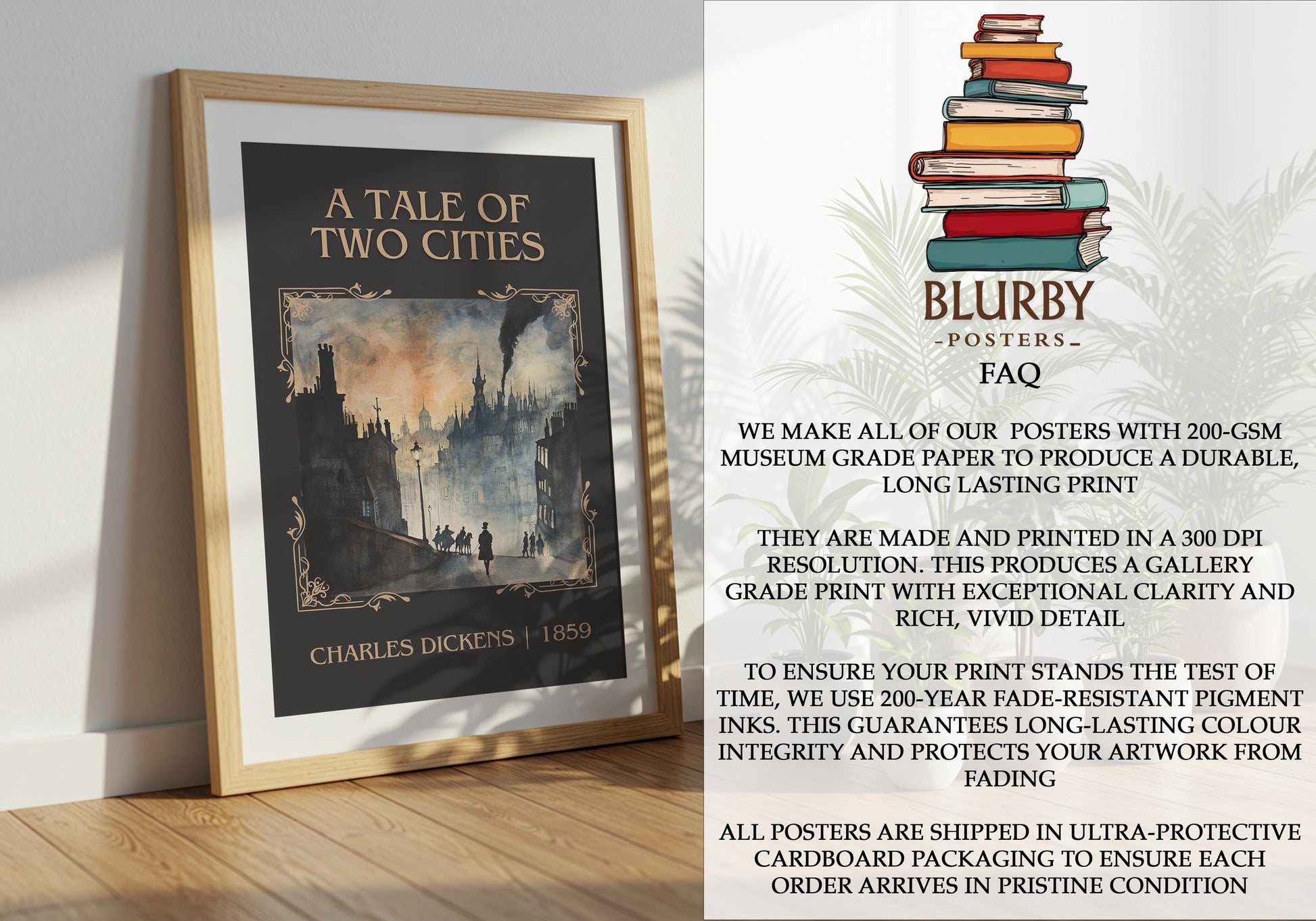 A Tale of Two Cities by Charles Dickens | Descriptive Book Poster | Minimalist