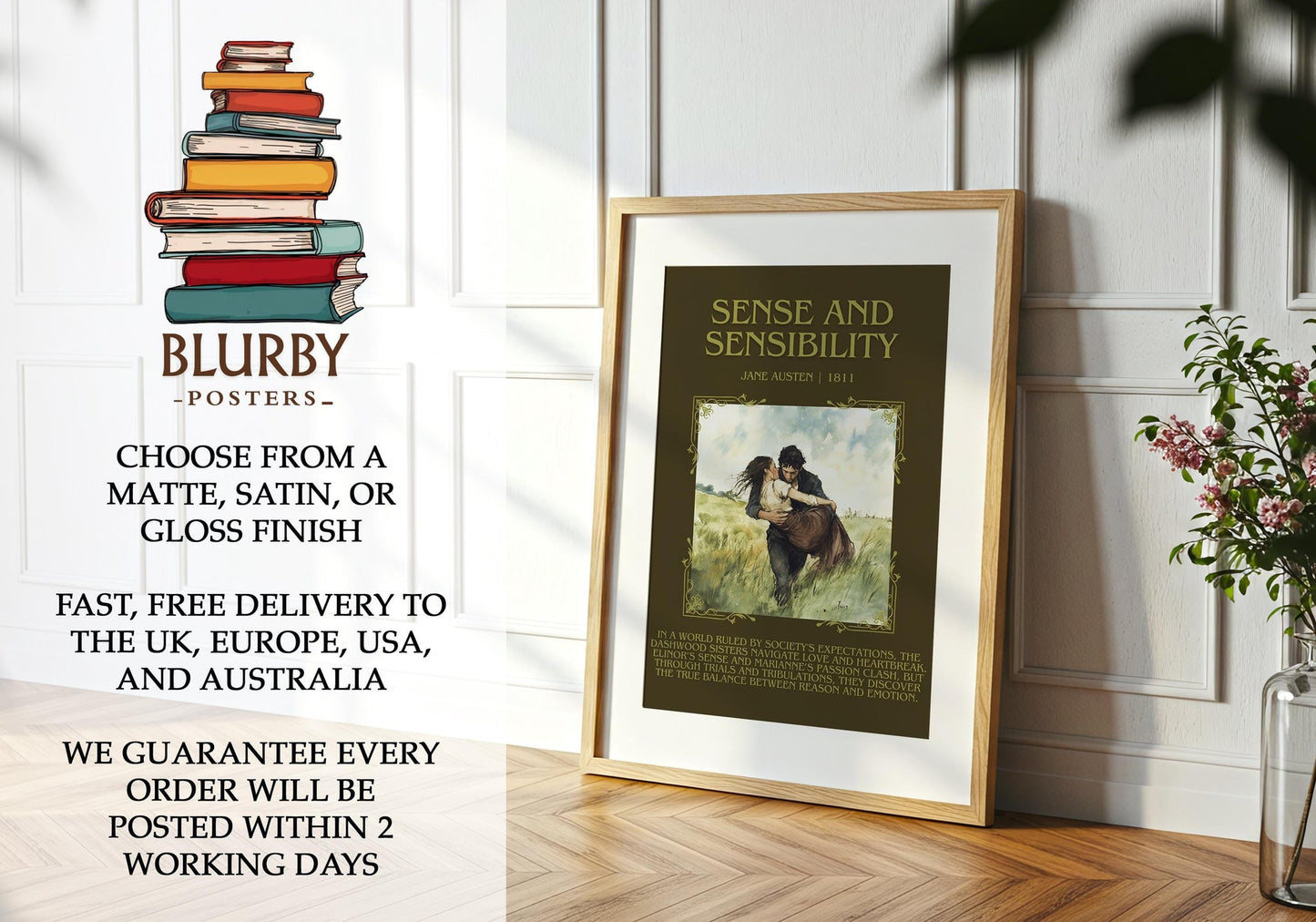 Sense and Sensibility book poster packaging – museum-quality print rolled in protective tube